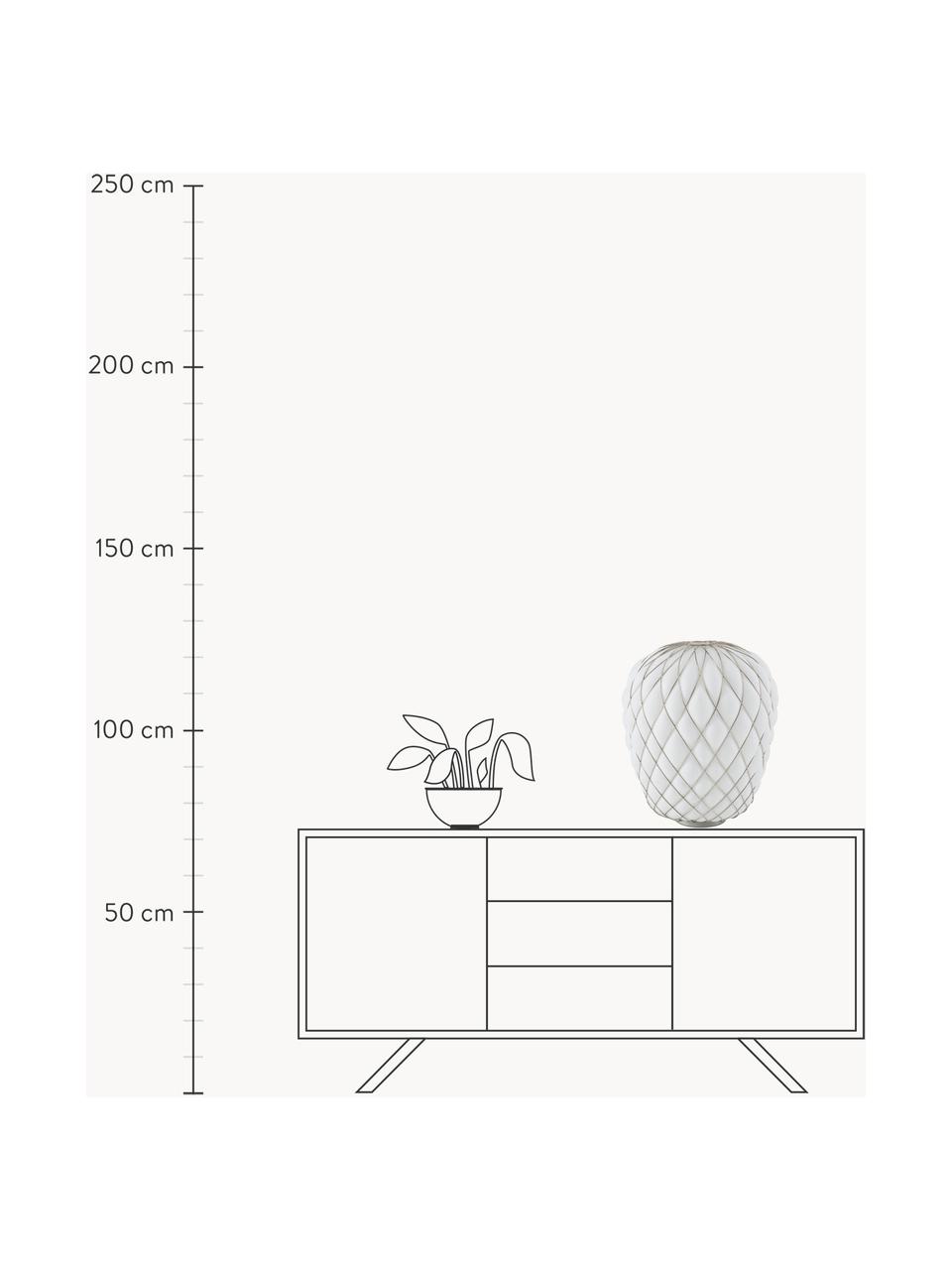 Ręcznie wykonana lampa stołowa Pinecone, Biały, odcienie srebrnego, Ø 50 x W 52 cm