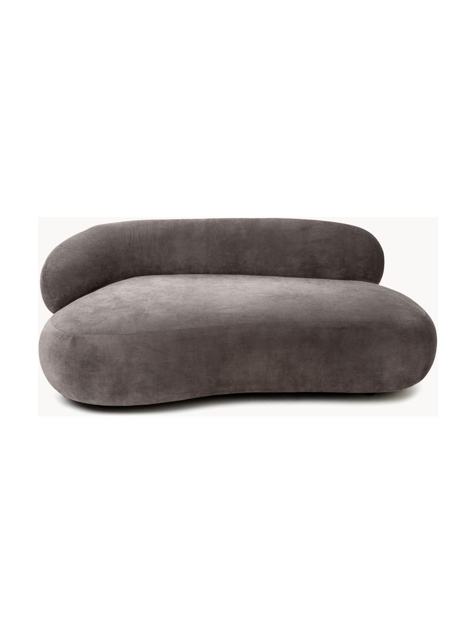 Divano curvo 2 posti Alba, Rivestimento: 97% poliestere, 3% nylon , Struttura: legno massiccio di abete , Piedini: plastica, Tessuto taupe, Larg. 185 x Prof. 114 cm, schienale a sinistra