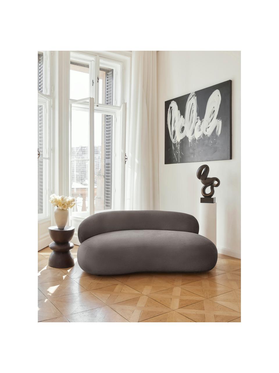 Bank Alba (2-zits), Bekleding: 97% polyester, 3% nylon M, Frame: massief sparrenhout, berk, Poten: kunststof Dit product is , Geweven stof taupe, B 185 x D 114 cm, rugleuning links