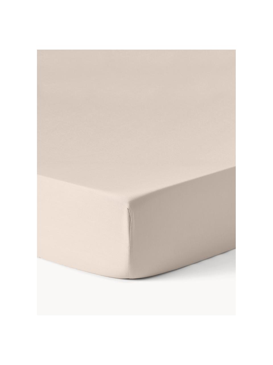 Drap-housse en satin de coton pour surmatelas Comfort, Beige clair, larg. 90 x long. 200 cm, haut. 15 cm