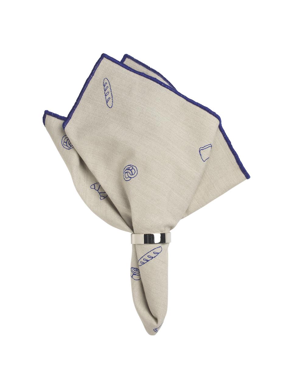 Serviette de table en tricot avec passepoil Bread, 100 % coton, Beige clair, bleu foncé, larg. 45 x long. 45 cm