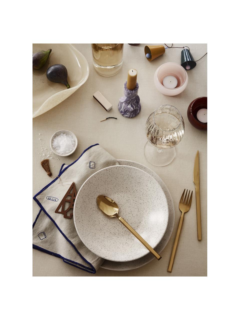 Serviette de table en tricot avec passepoil Bread, 100 % coton, Beige clair, bleu foncé, larg. 45 x long. 45 cm