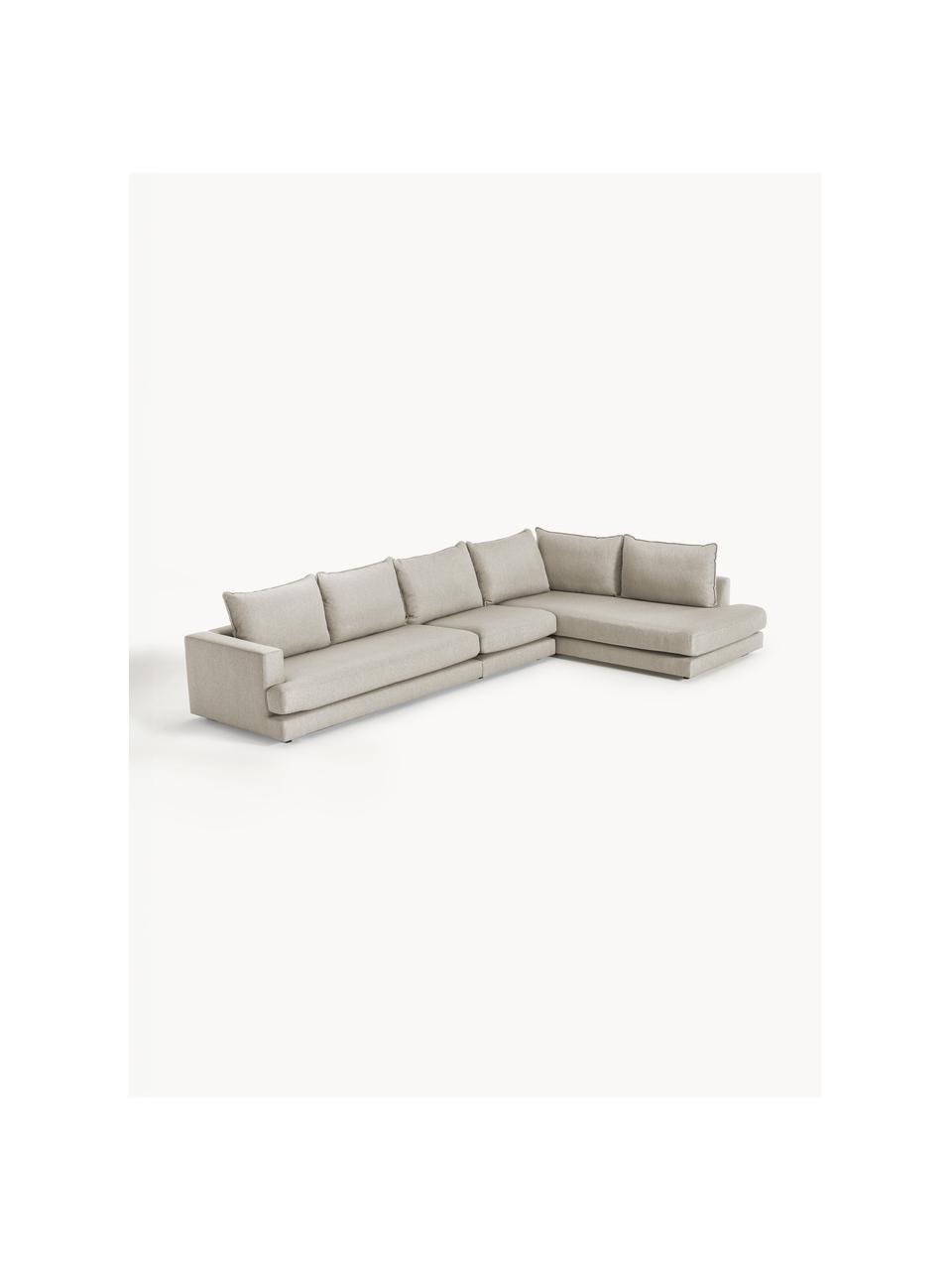 Sofa narożna XL Tribeca, Tapicerka: 100% poliester Dzięki tka, Stelaż: lite drewno sosnowe z cer, Nogi: lite drewno sosnowe z cer, Jasnoszara tkanina, S 405 x G 228 cm, lewostronna