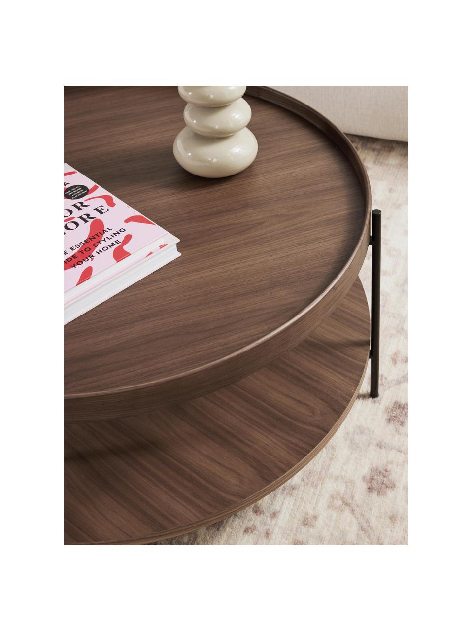 Okrúhly drevený konferenčný stolík Renee, Orechové drevo, Ø 90 cm