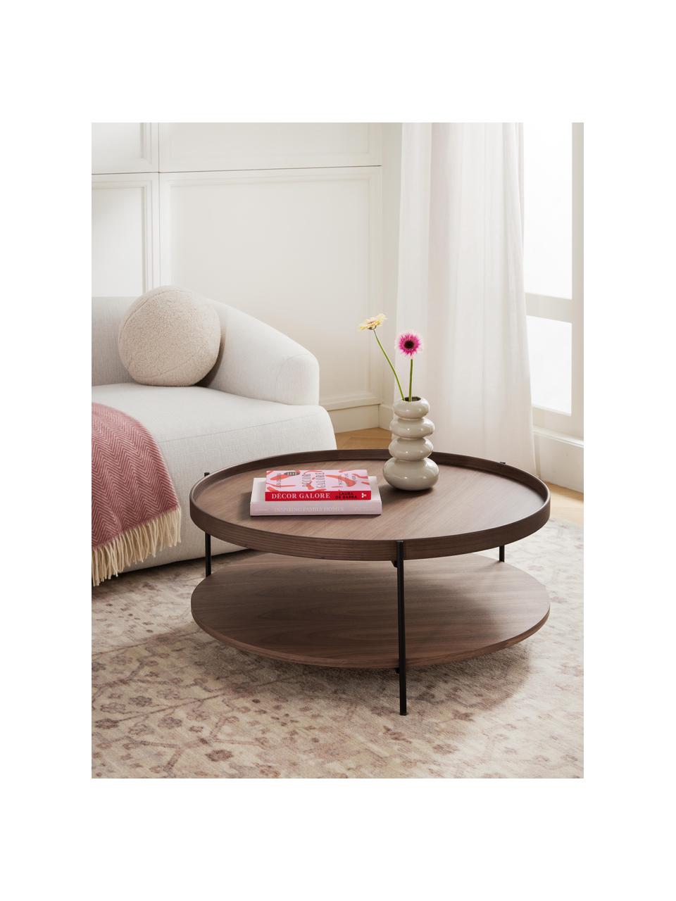 Kulatý dřevěný konferenční stolek Renee, Ořechové dřevo, Ø 90 cm