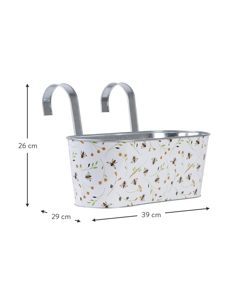 Velký balkonový truhlík Bee, Potažený kov, Bílá, Š 39 cm, V 26 cm