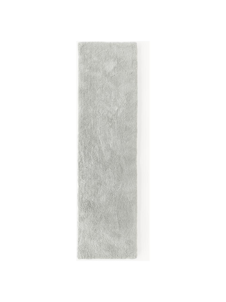 Flauschiger Hochflor-Läufer Leighton, Flor: Mikrofaser (100% Polyeste, Hellgrau, B 80 x L 200 cm