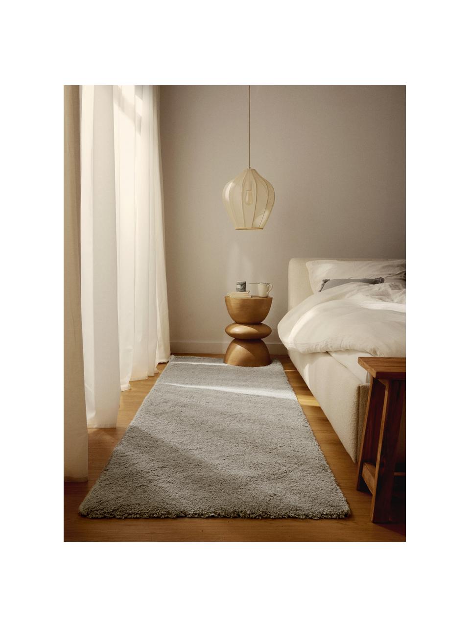 Flauschiger Hochflor-Läufer Leighton, Flor: Mikrofaser (100 % Polyest, Hellgrau, B 80 x L 200 cm