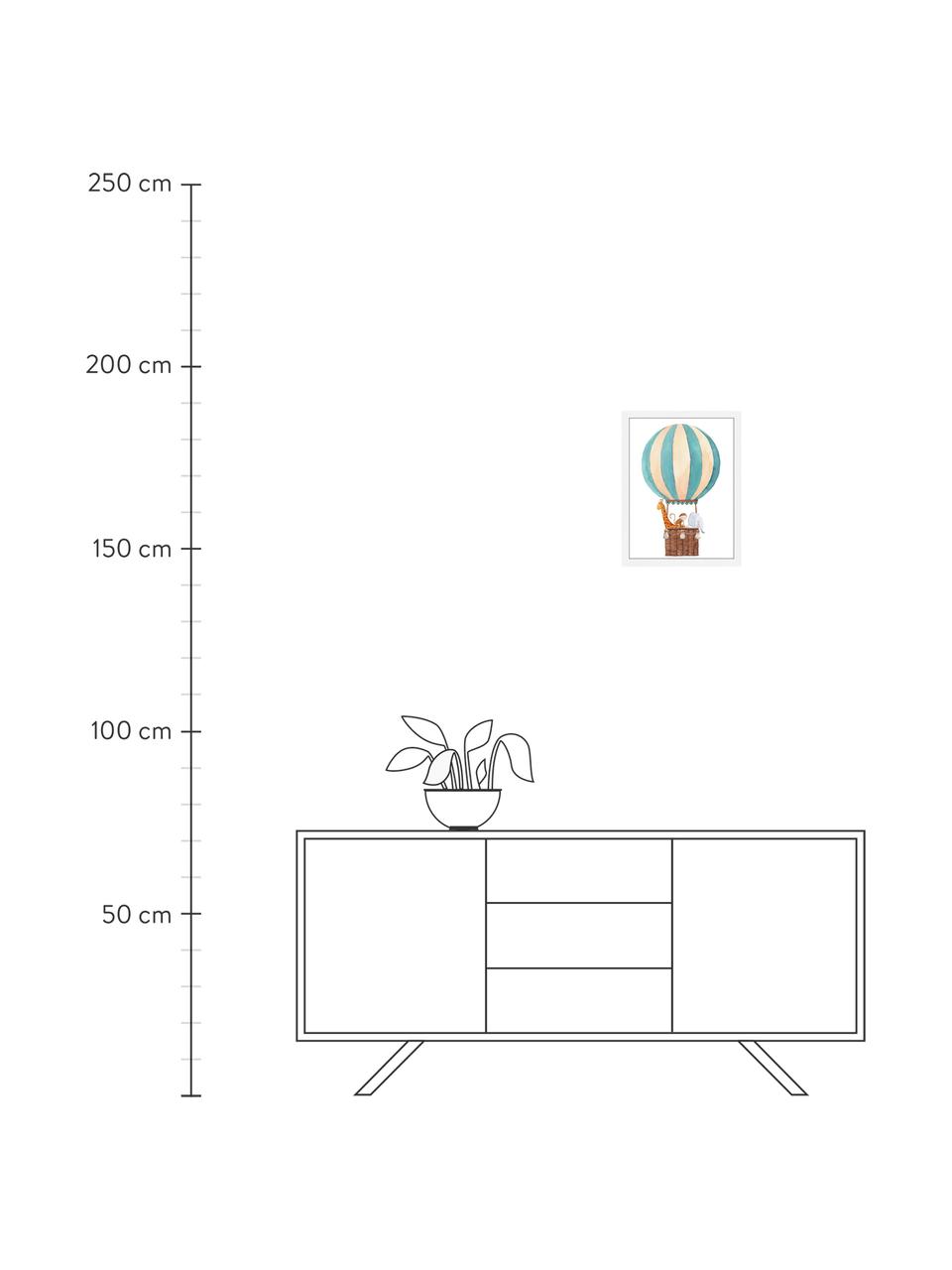 Gerahmter Digitaldruck Balloon, Bild: Digitaldruck auf Papier, , Rahmen: Holz, lackiert, Front: Plexiglas, Weiß, Bunt, B 33 x H 43 cm