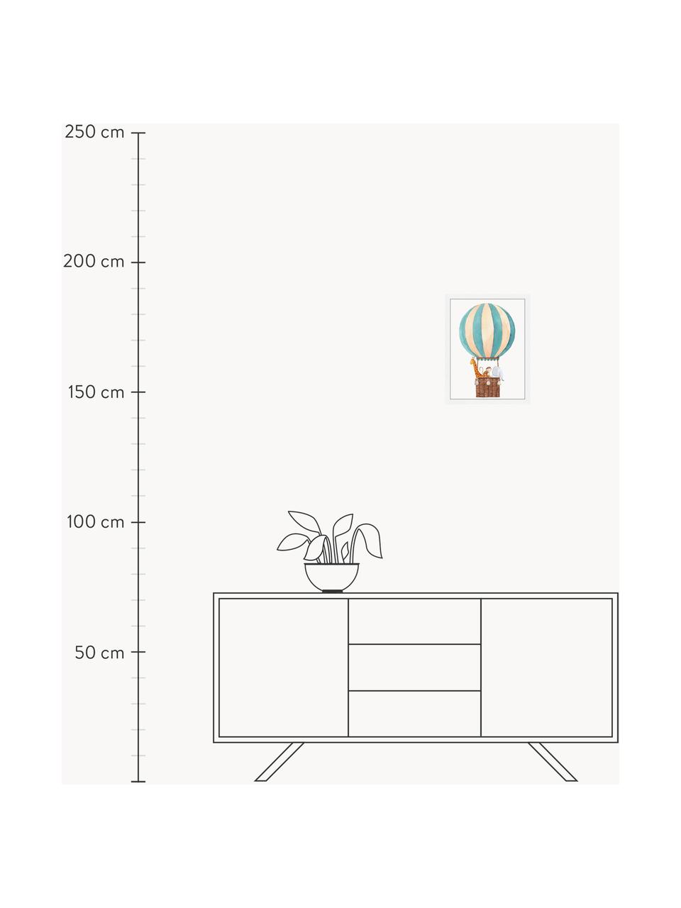 Gerahmter Digitaldruck Balloon, Bild: Digitaldruck auf Papier, , Rahmen: Holz, lackiert, Front: Plexiglas, Weiß, Bunt, B 33 x H 43 cm