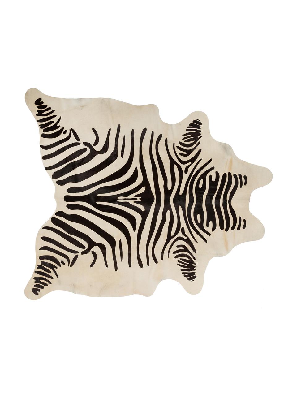 Tappeto in pelle di mucca Zebra, Pelle di mucca, stampata, Bianco, nero, L 220 x P 180 cm