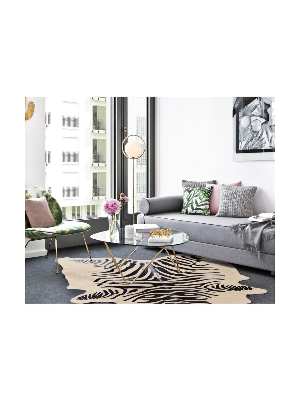 Tappeto in pelle di mucca Zebra, Pelle di mucca, stampata, Bianco, nero, L 220 x P 180 cm