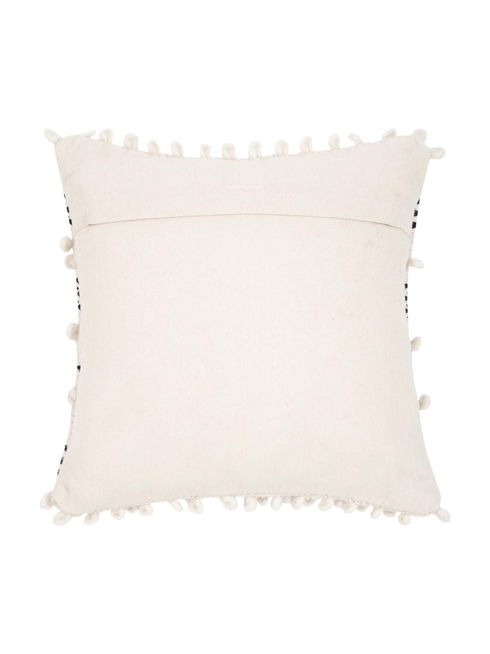 Kissenhülle Paco mit dekorativer Verzierung, 80% Baumwolle, 20% Wolle, Schwarz, B 45 x L 45 cm