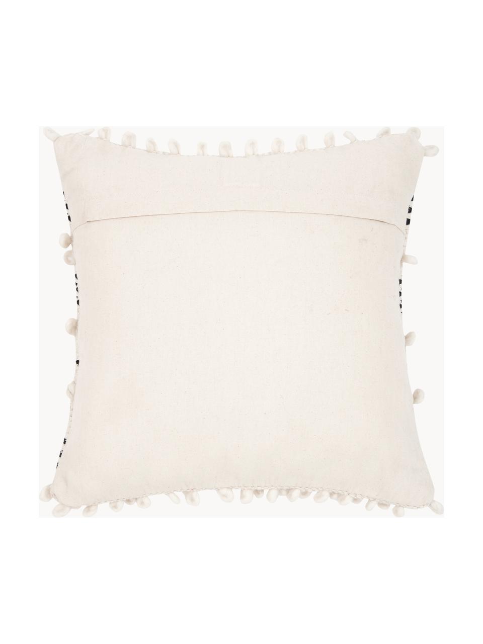 Housse de coussin 45x45 bohème Paco, 80 % coton, 20 % polyester, Noir, larg. 45 x long. 45 cm