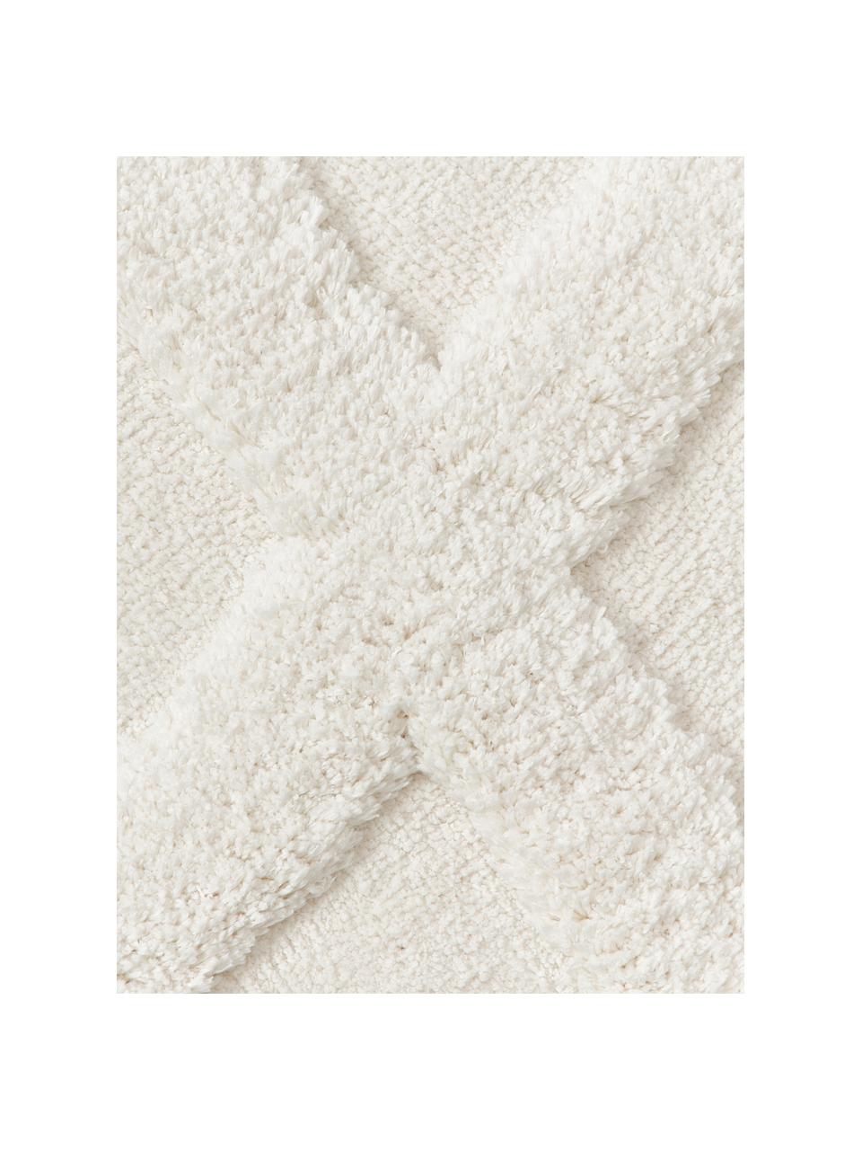 Tapis poils longs moelleux texturé Magda, Blanc crème, larg. 160 x long. 230 cm (taille M)