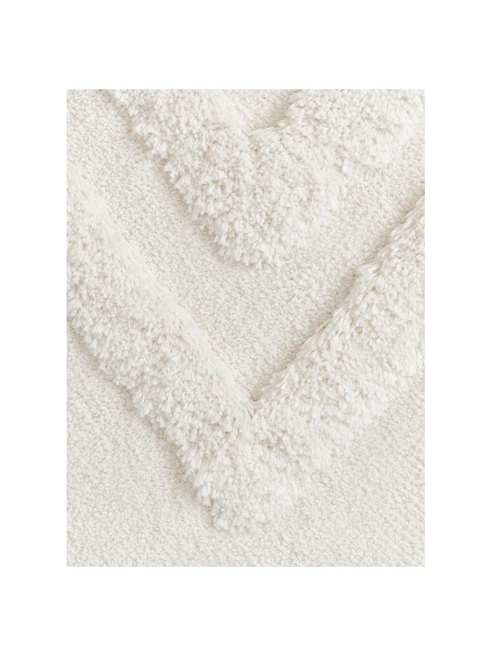 Tapis poils longs moelleux texturé Magda, Blanc crème, larg. 160 x long. 230 cm (taille M)