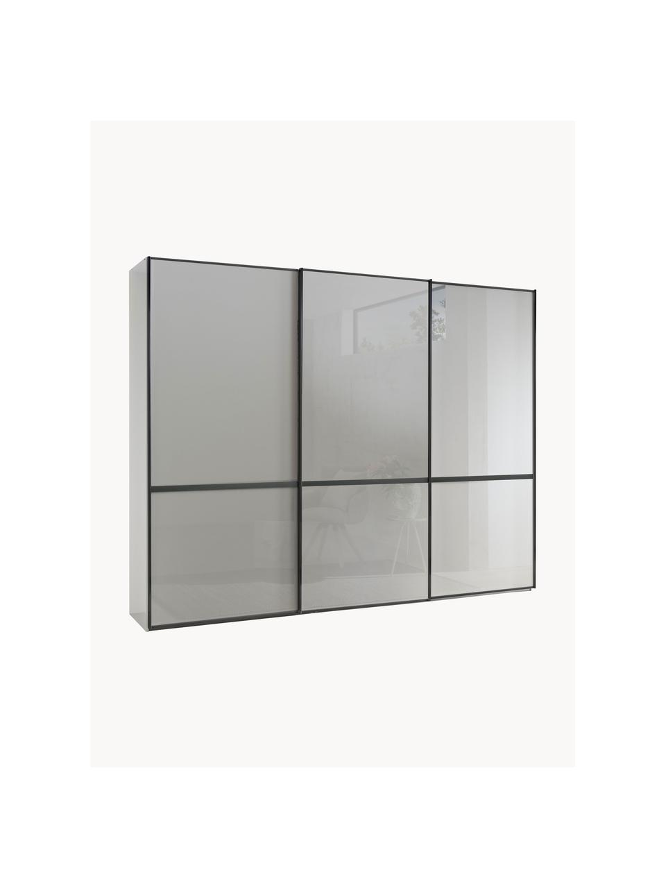 Schwebetürenschrank Montreal, 3-türig, Korpus: Holzwerkstoff, foliert, Leisten: Metall, beschichtet, Spiegelglas, B 300 x H 217 cm