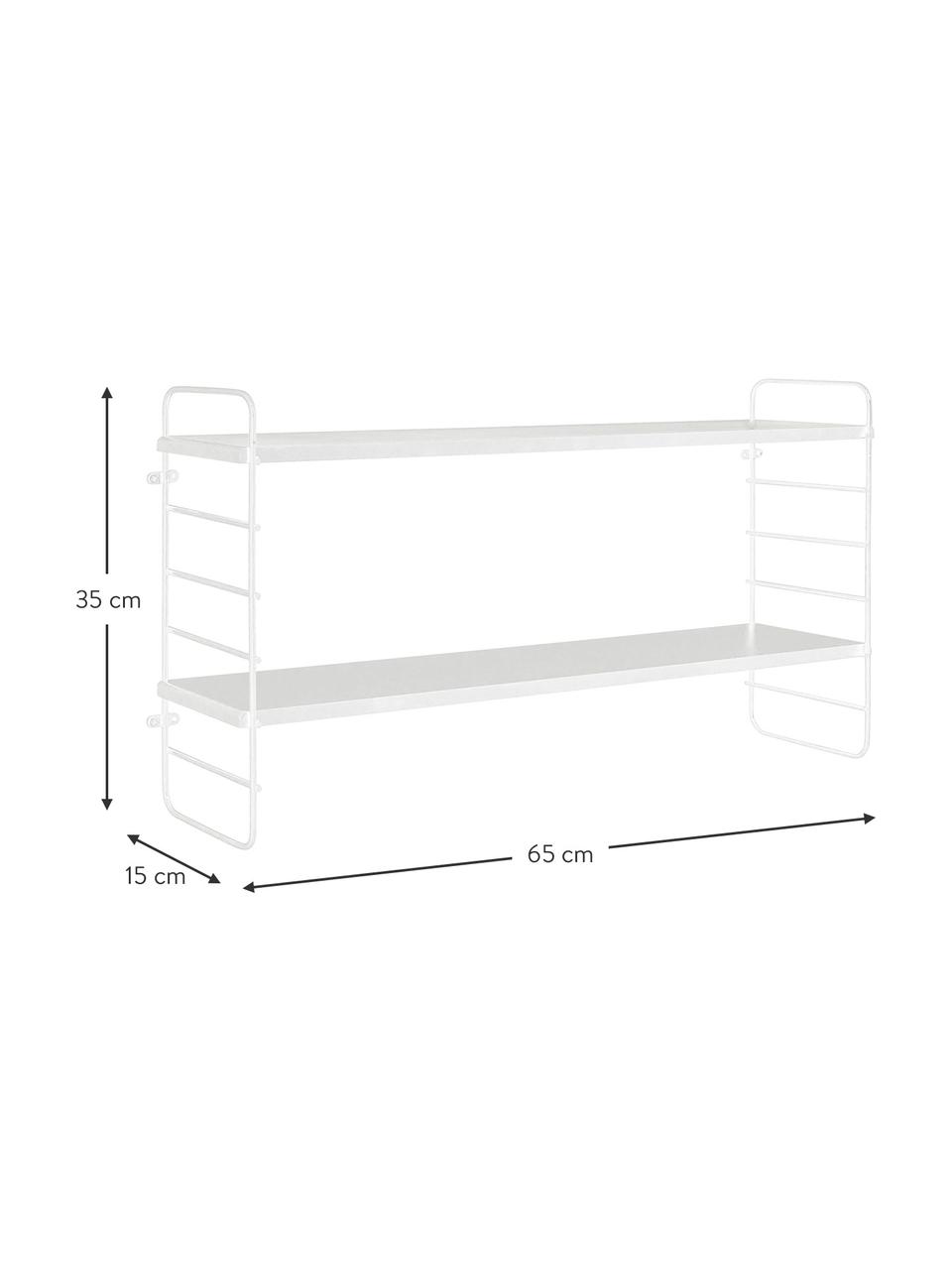 Libreria da parete con struttura in metallo North, Struttura: metallo verniciato, Ripiani: pannello di fibre a media, Bianco, Larg. 65 x Alt. 35 cm