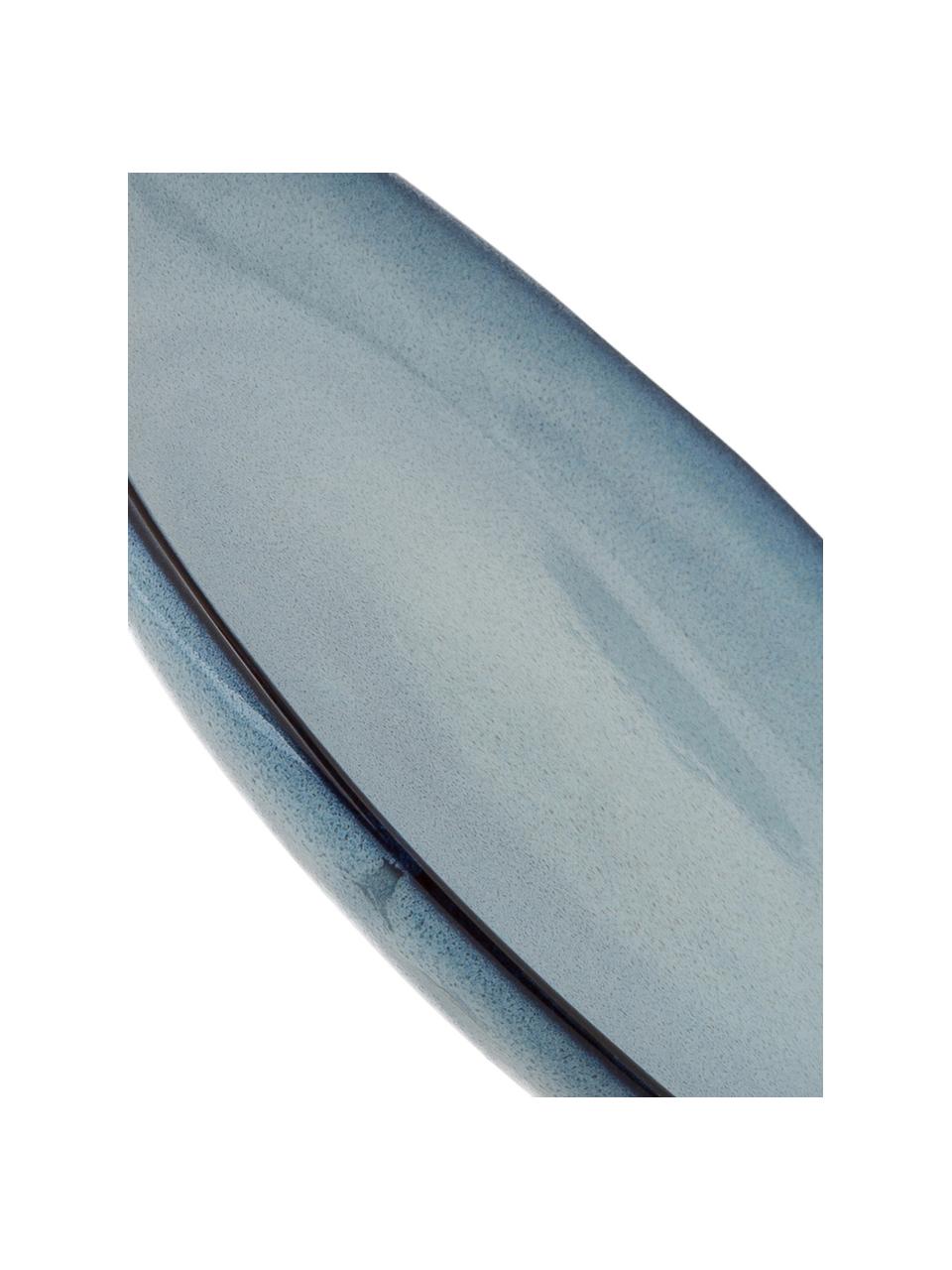 Ručne vyrobený plytký tanier z kameniny Sandrine, Kamenina, Odtiene modrej, Ø 29 x V 3 cm