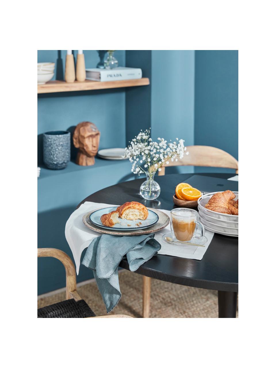 Assiette plate artisanale en grès Sandrine, Grès cérame, Tons bleus, Ø 29 x haut. 3 cm