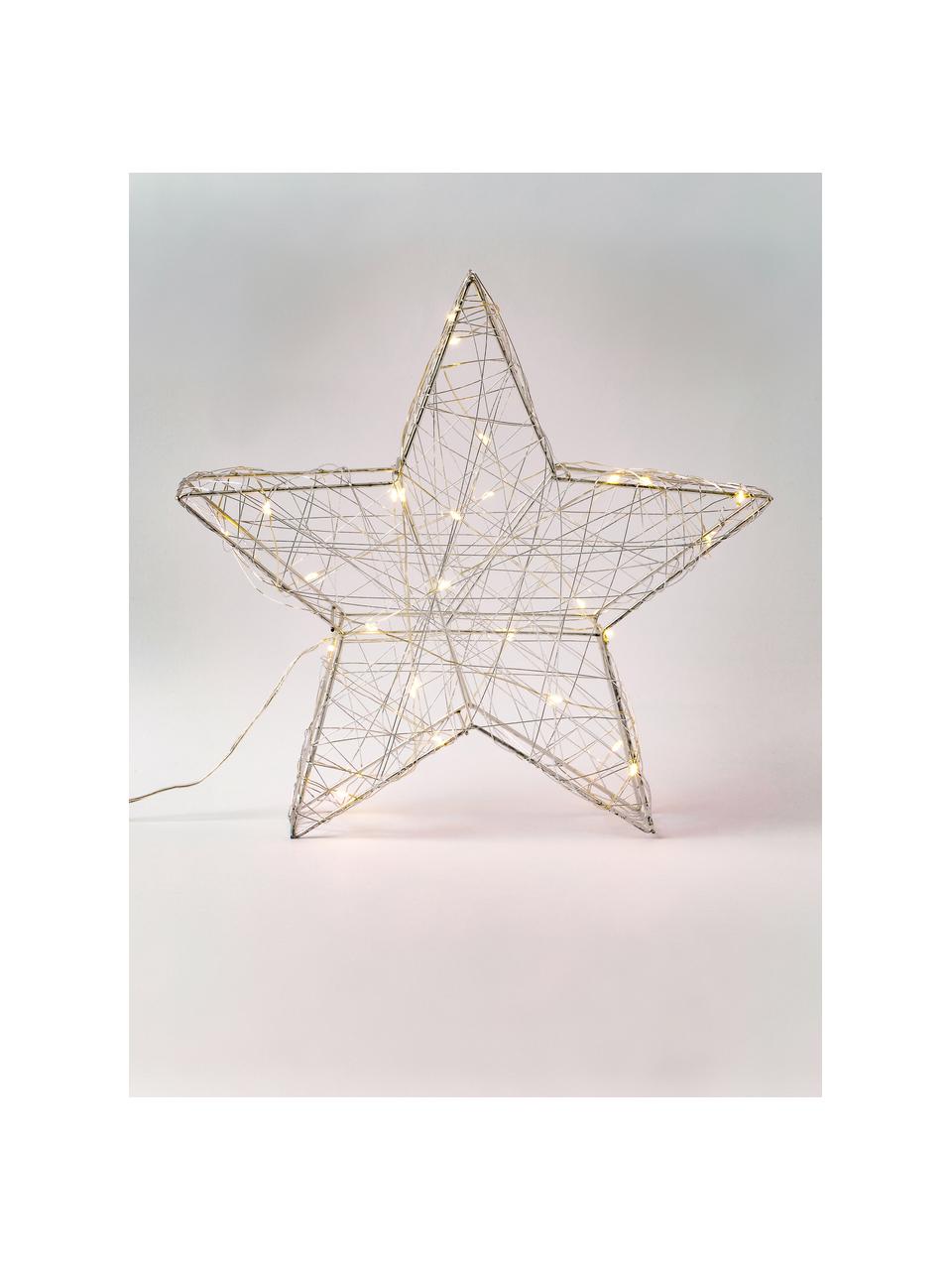 Estrella de luz LED Marika, a pilas, Metal, Plateado, An 30 x Al 29 cm