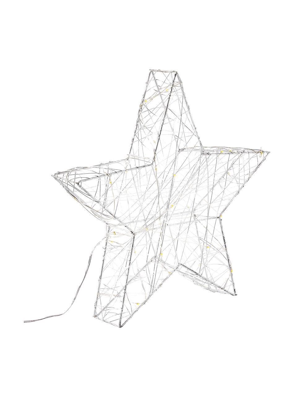 Étoile lumineuse LED à piles Marika, Métal, Argenté, larg. 30 x haut. 29 cm