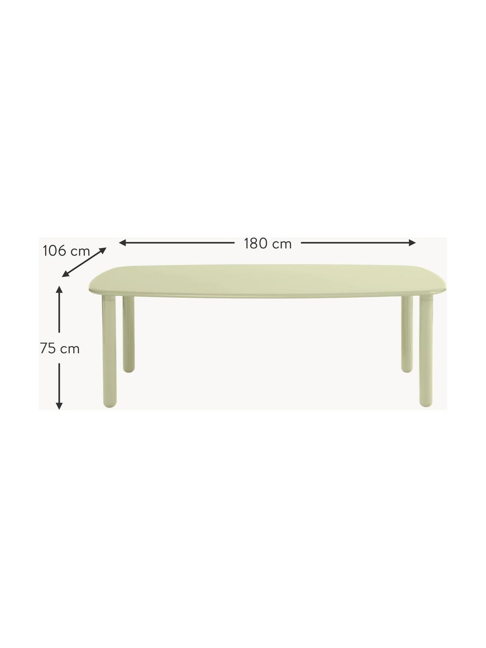 Tavolo in legno Tottori, varie misure, Pannello di fibra a media densità (MDF) laccato, Legno laccato verde chiaro, Larg. 180 x Prof. 106 cm