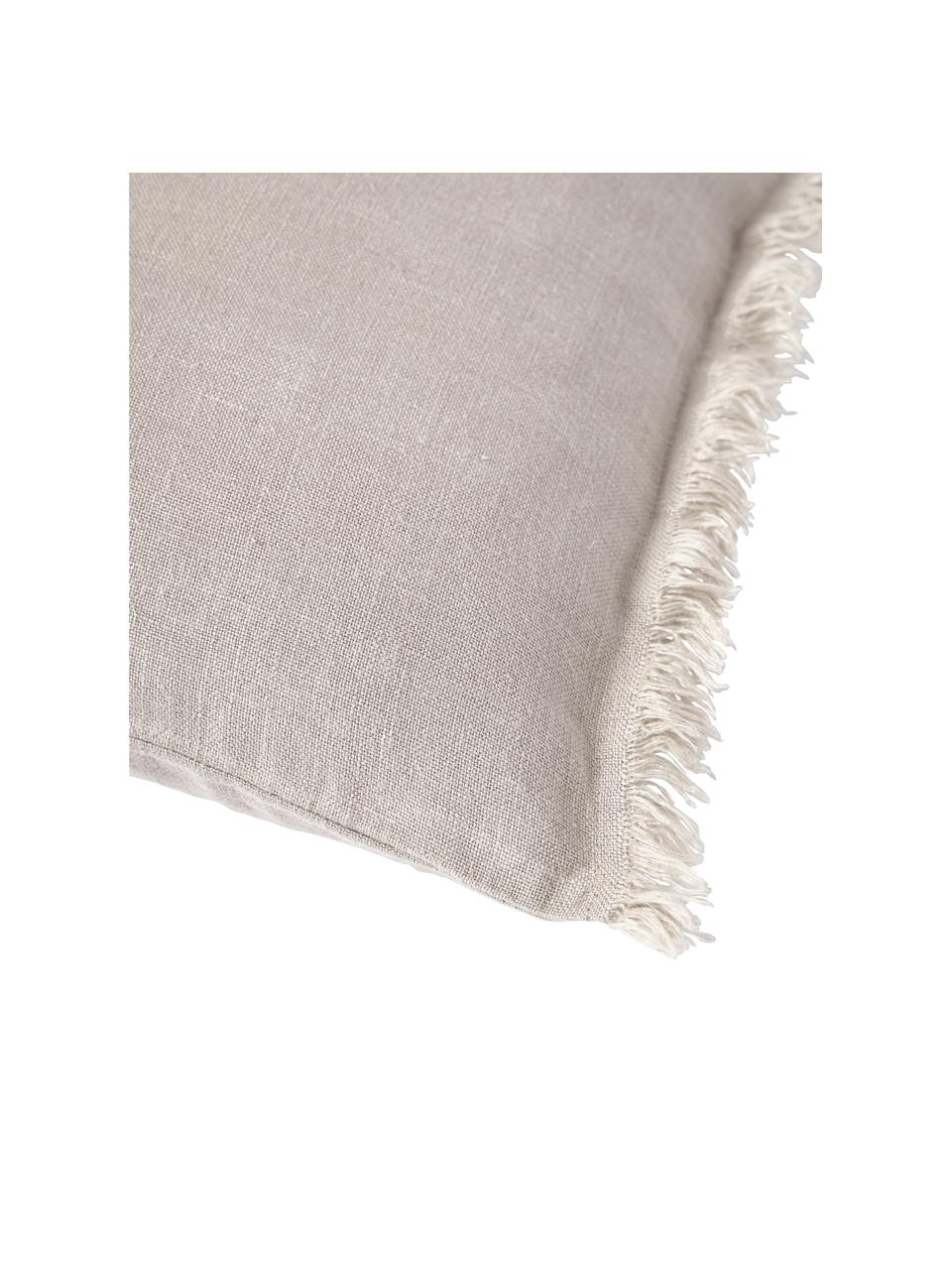 Federa arredo in lino con frange Luana, 100% lino

Il lino per sua natura tende ad avere una sensazione ruvida al tatto e un aspetto naturale sgualcito
L'alta resistenza allo strappo rende il lino resistente all'abrasione e all'usura, Beige, Larg. 40 x Lung. 40 cm