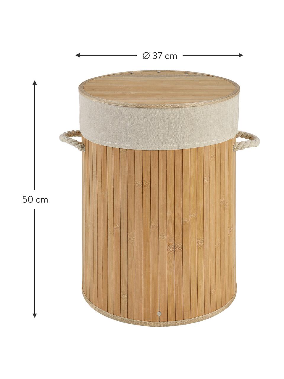 Cesta de lavandería Brimsdown, Cesta: madera de bambú, Bolsa: 70% yute, 30% algodón, Marrón, Ø 37 x Al 50 cm