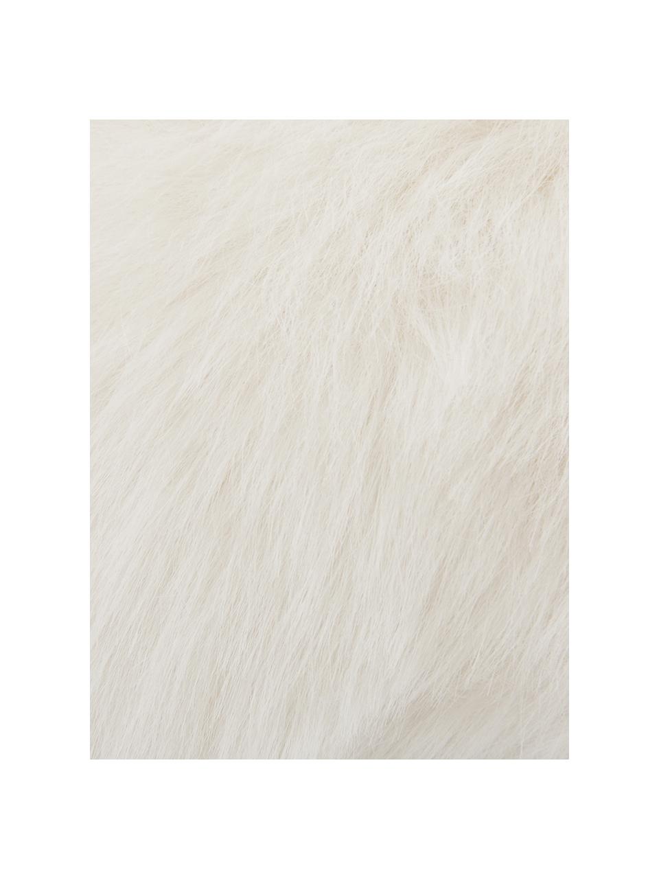 Tapis fausse fourrure Mathilde, lisse, Blanc crème, larg. 60 x long. 180 cm