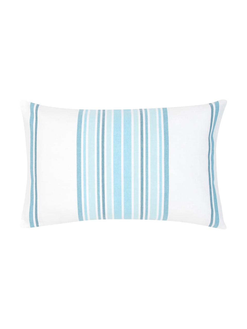 Housse de coussin à rayures tons bleu Lin, Blanc crème, bleu