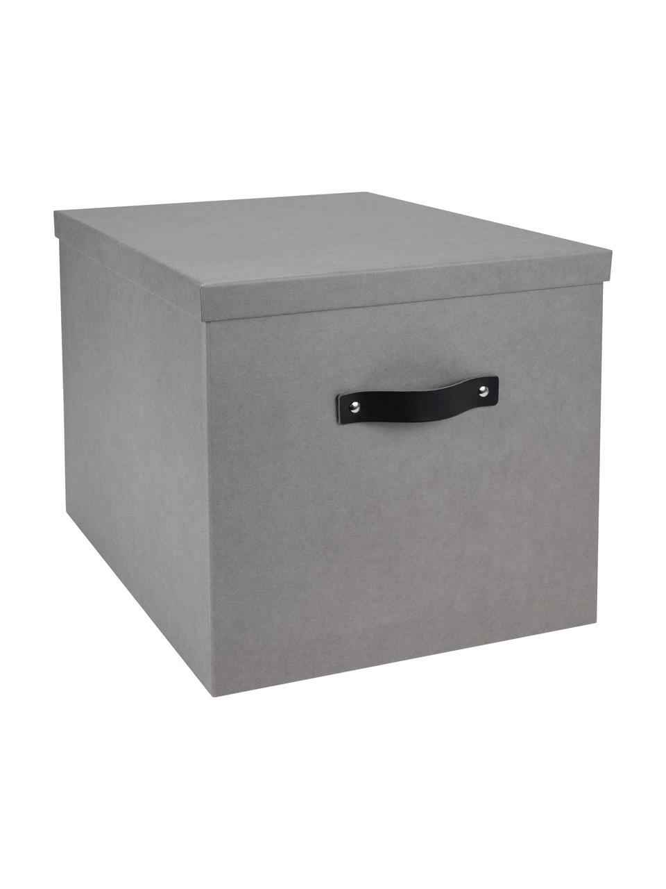 Caja Texas, Caja: cartón laminado, Asa: cuero, Gris claro, An 32 x Al 32 cm
