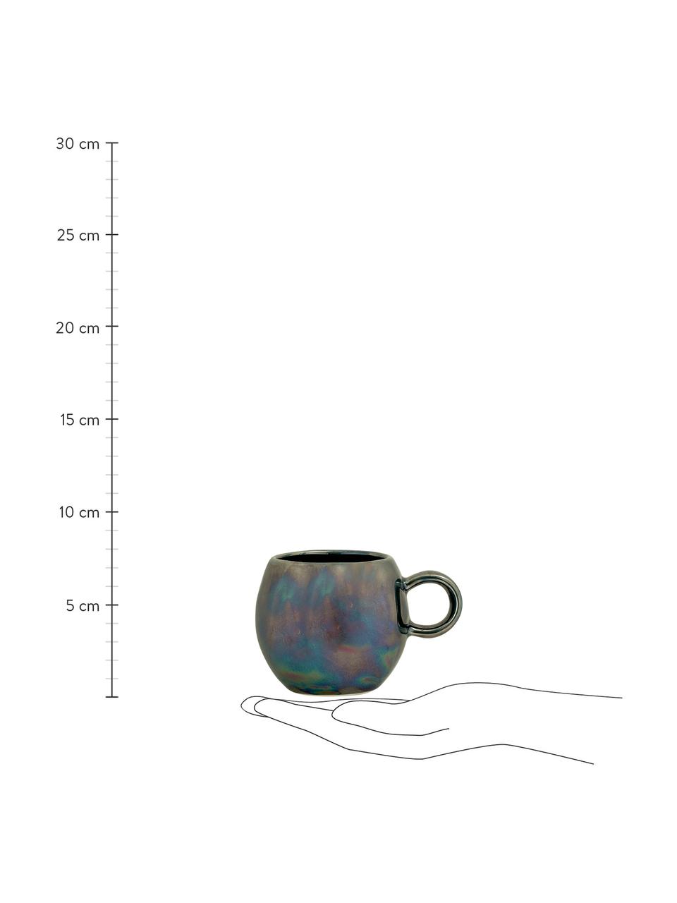 Handgemachte Tasse Paula mit effektvoller Glasur, Steingut, Blautöne, Grün, Ø 9 x H 8 cm, 275 ml