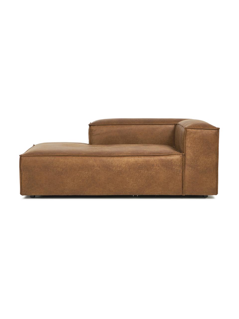 Diván sofá de cuero reciclado Lennon, Tapizado: cuero reciclado (70% cuer, Estructura: madera maciza, madera con, Patas: plástico, Cuero marrón, An 120 x F 180 cm, chaise longue izquierda