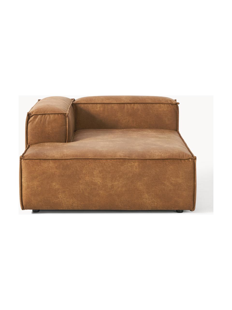 Diván sofá de cuero reciclado Lennon, Tapizado: cuero reciclado (70% cuer, Estructura: madera maciza, madera con, Patas: plástico Este producto es, Cuero marrón, An 119 x F 180 cm, chaise longue izquierda