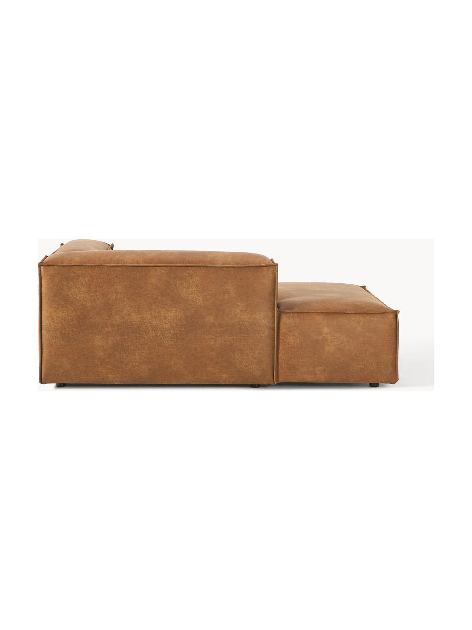 Diván sofá de cuero reciclado Lennon, Tapizado: cuero reciclado (70% cuer, Estructura: madera maciza, madera con, Patas: plástico Este producto es, Cuero marrón, An 119 x F 180 cm, chaise longue izquierda