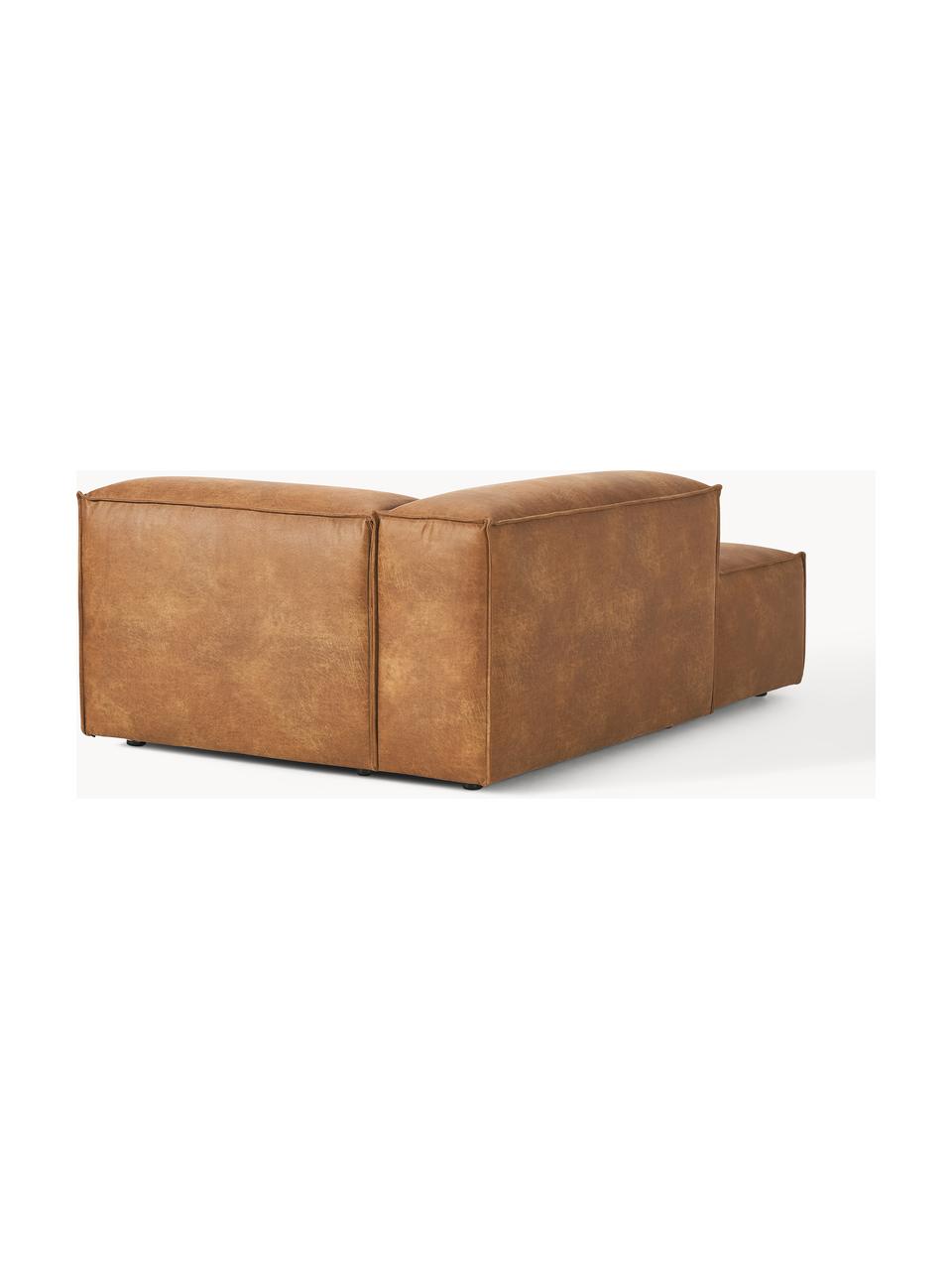 Ottomane-Eckmodul Lennon aus recyceltem Leder, Bezug: Recyceltes Leder (70 % Le, Gestell: Massives Holz, Sperrholz, Füße: Kunststoff Dieses Produkt, Leder Braun, B 119 x T 180 cm, Eckteil links