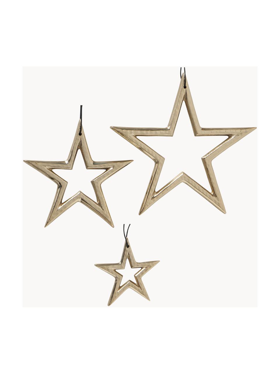 Étoile à suspendre Taumi, 3 élém., Aluminium, Couleur dorée, Lot de différentes tailles