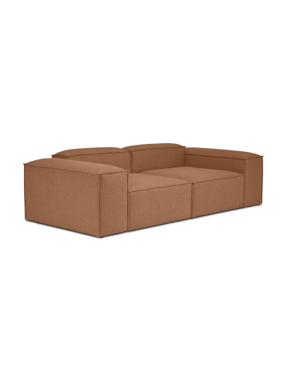 Modulares 3-Sitzer Sofa Dylan in Nougat, Bezug: 100% Polyester Der strapa, Gestell: Massives Kiefernholz, Spe, Braun, B 246 cm x T 113 cm