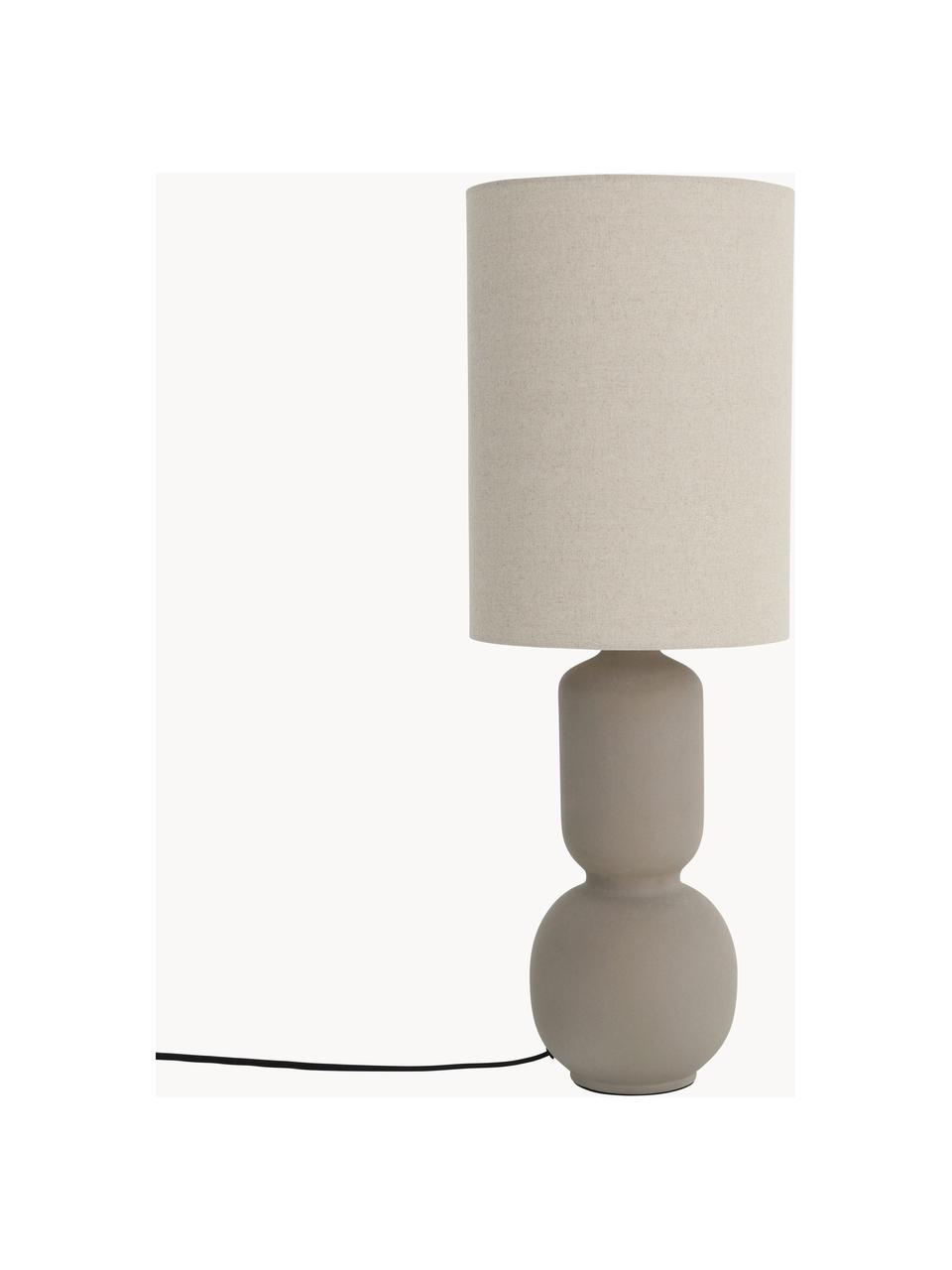 Lámpara de mesa grande Nora, Pantalla: lino, Cable: cubierto en tela, Beige, gris pardo, Ø 28 x Al 77 cm