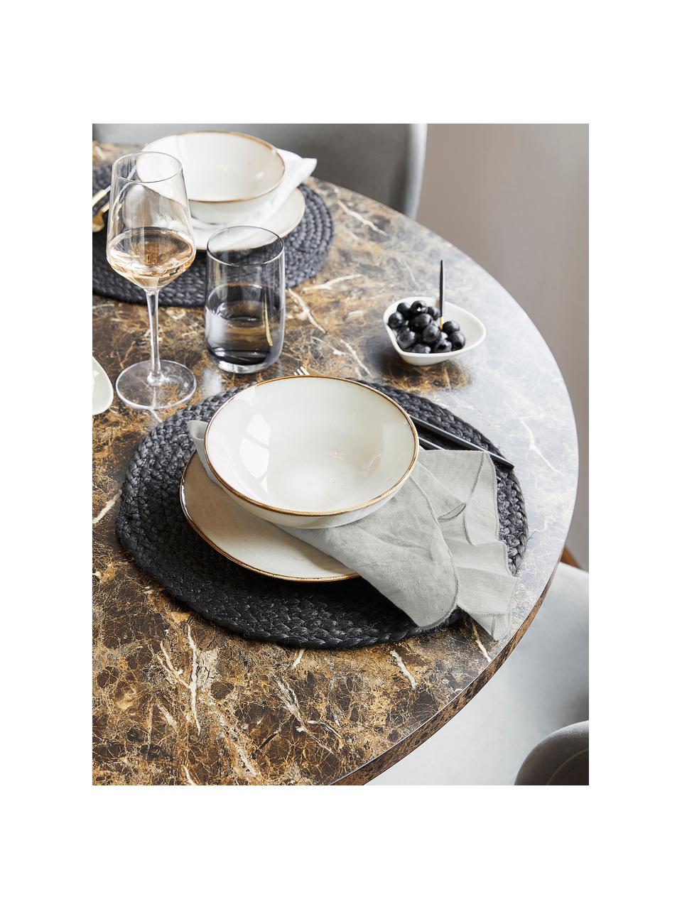 Stoffen servetten Gracie van linnen met open zoom, 2 stuks, 100% linnen, Grijs, B 45 x L 45 cm