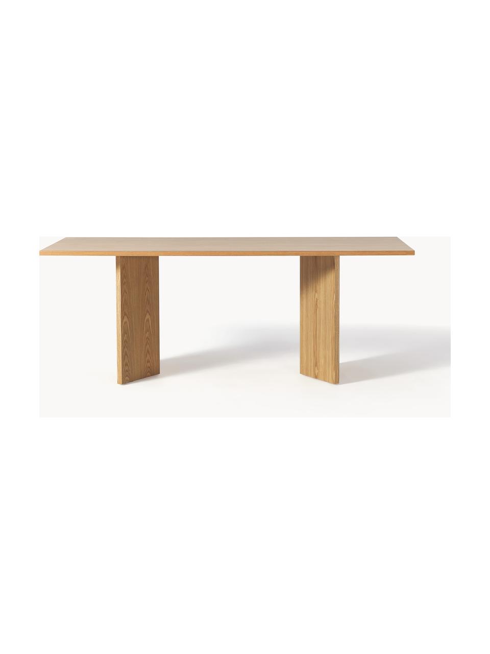 Table en bois Toni, 200 x 90 cm, MDF avec placage en frêne, laqué, certifié FSC, Bois de frêne, laqué, Ø 200 x haut. 90 cm