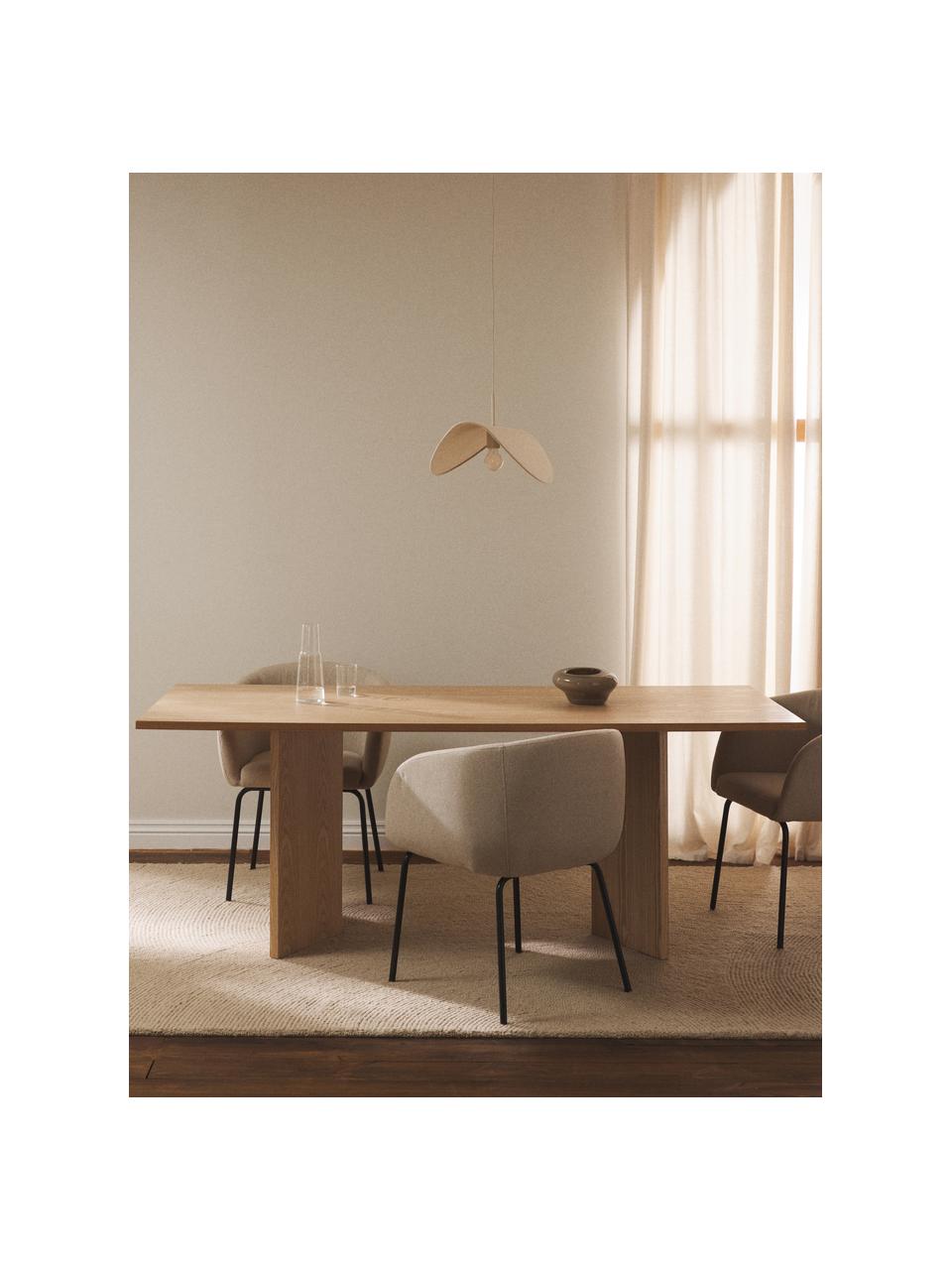 Eettafel Toni in lichtbruin, 200 x 90 cm, MDF met gelakt essenhoutfineer, Licht hout, B 200 x H 75 cm