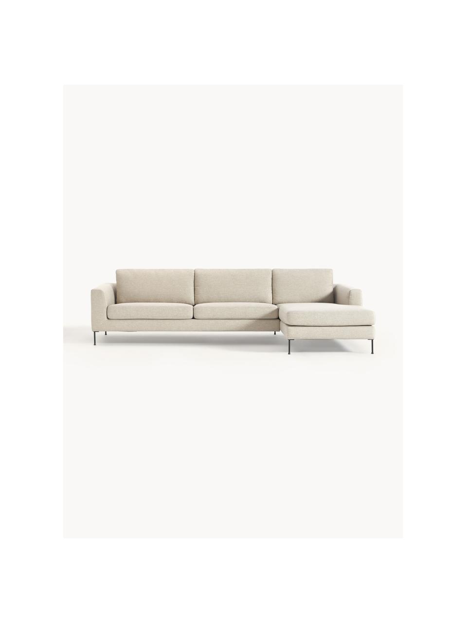 Ecksofa Cucita (4-Sitzer), Bezug: Webstoff (100% Polyester), Gestell: Massives Kiefernholz, Webstoff Hellbeige, B 302 x T 163 cm, Eckteil links