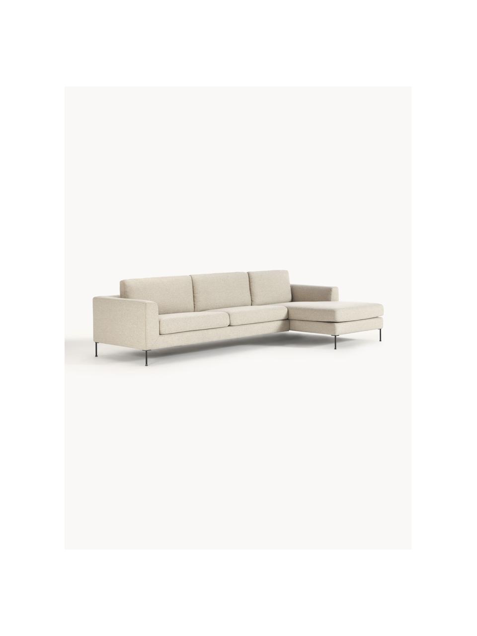 Ecksofa Cucita (4-Sitzer), Bezug: Webstoff (100% Polyester), Gestell: Massives Kiefernholz, Webstoff Hellbeige, B 302 x T 163 cm, Eckteil links