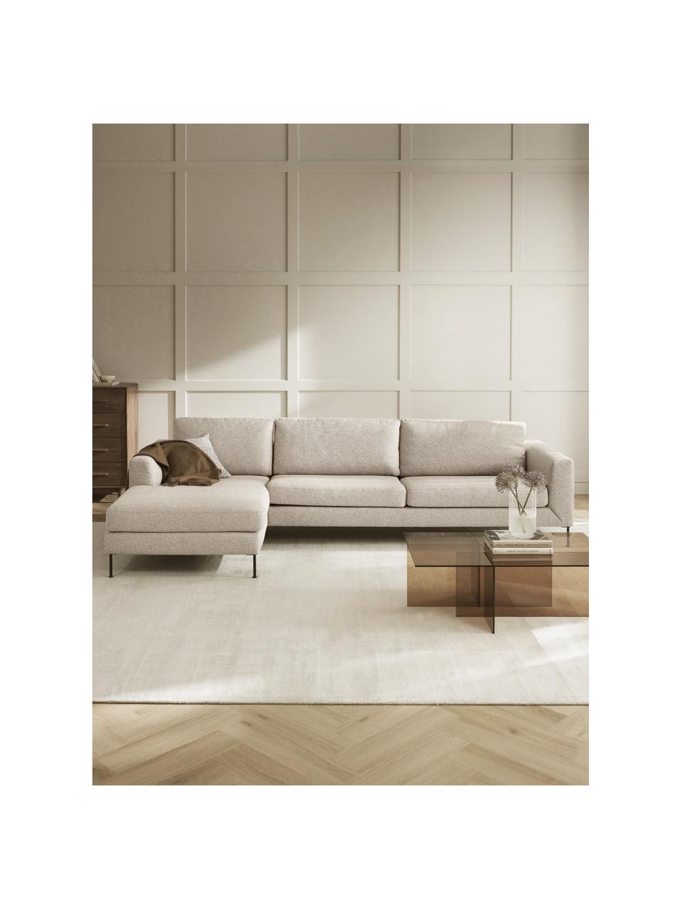 Canapé d'angle 4 places Cucita, Tissu beige clair, larg. 302 x prof. 163 cm, méridienne à gauche