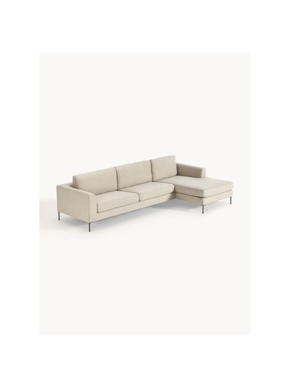 Ecksofa Cucita (4-Sitzer), Bezug: Webstoff (100% Polyester), Gestell: Massives Kiefernholz, Füße: Metall, lackiert Dieses P, Webstoff Hellbeige, B 302 x T 163 cm, Eckteil links