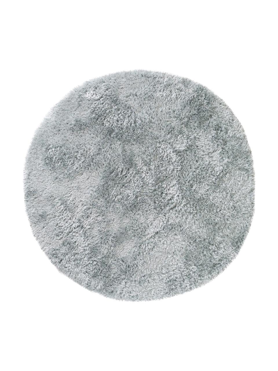 Glänzender Hochflor-Teppich Lea in Hellblau, rund, 50% Polyester, 50% Polypropylen, Hellblau, Ø 160 cm (Größe M)