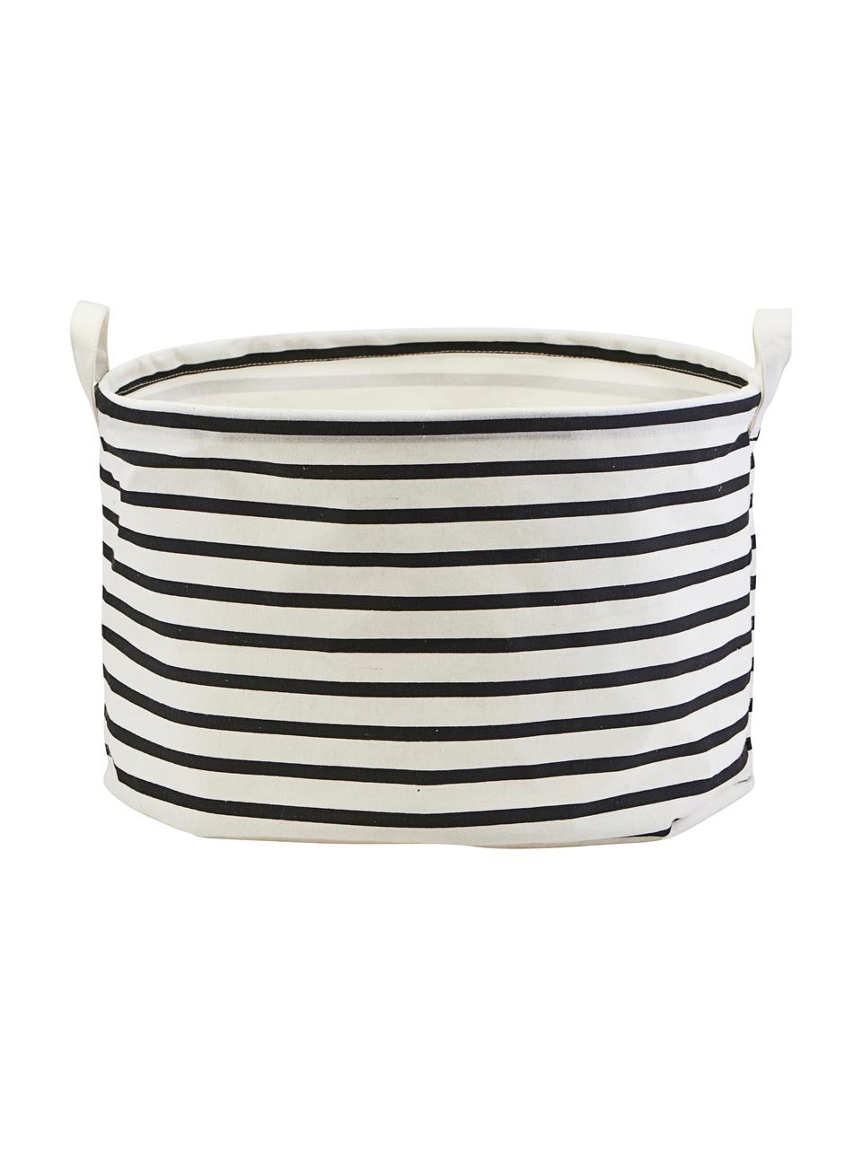 Aufbewahrungskorb Stripes, Baumwolle, Polyester, Kunstseide, Schwarz, Weiß, Ø 40 x H 25 cm