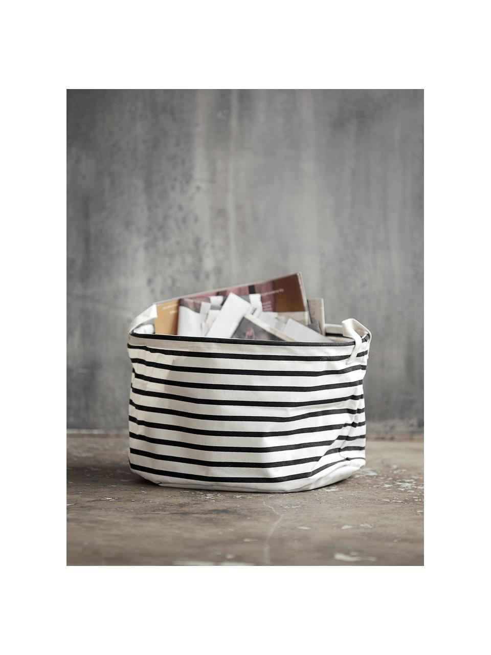 Cesta Stripes, Algodón, poliéster, seda sintética, Negro, blanco, Ø 40 x H 25 cm